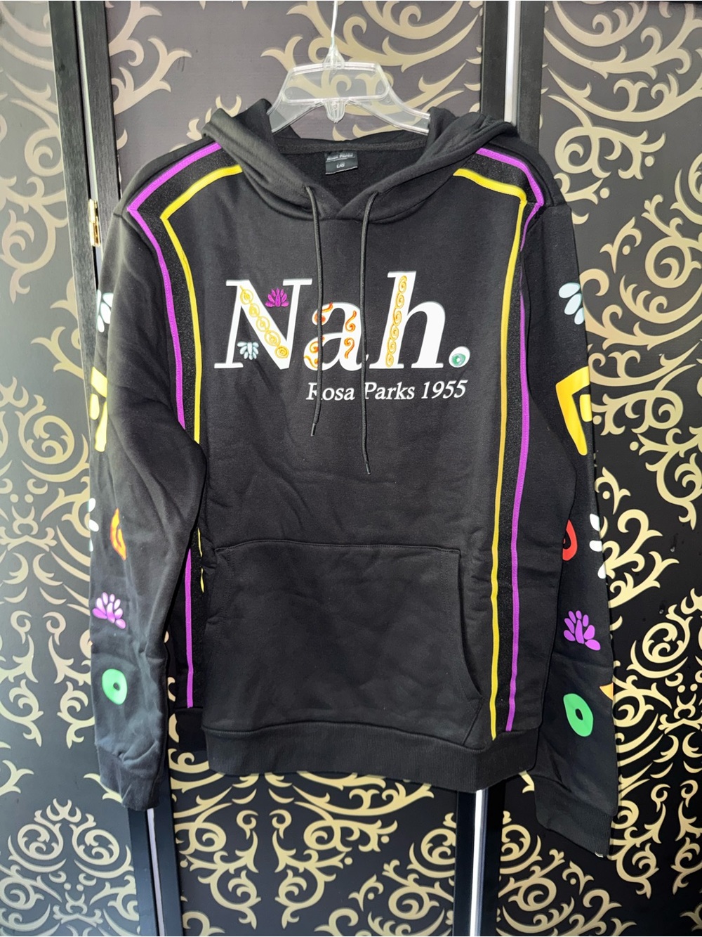 Nah. Rosa Parks 1955 Black Hoodie with Purple & Yellow Trim